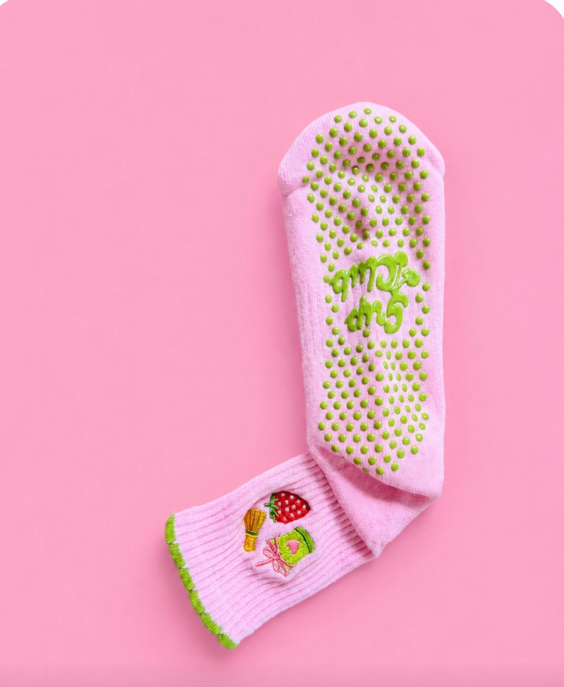 Strawberry matcha grippy socks