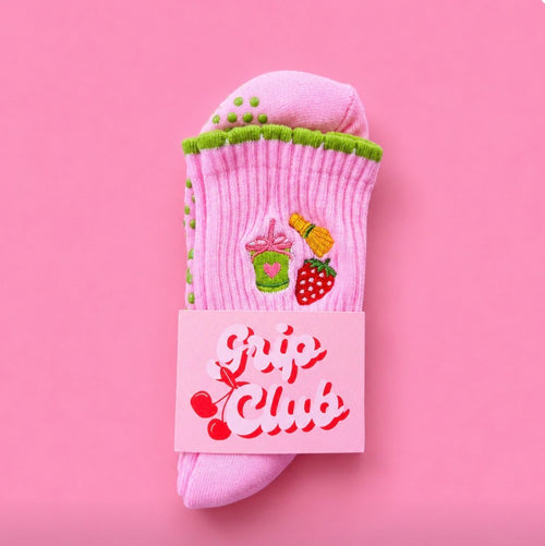Strawberry matcha grippy socks