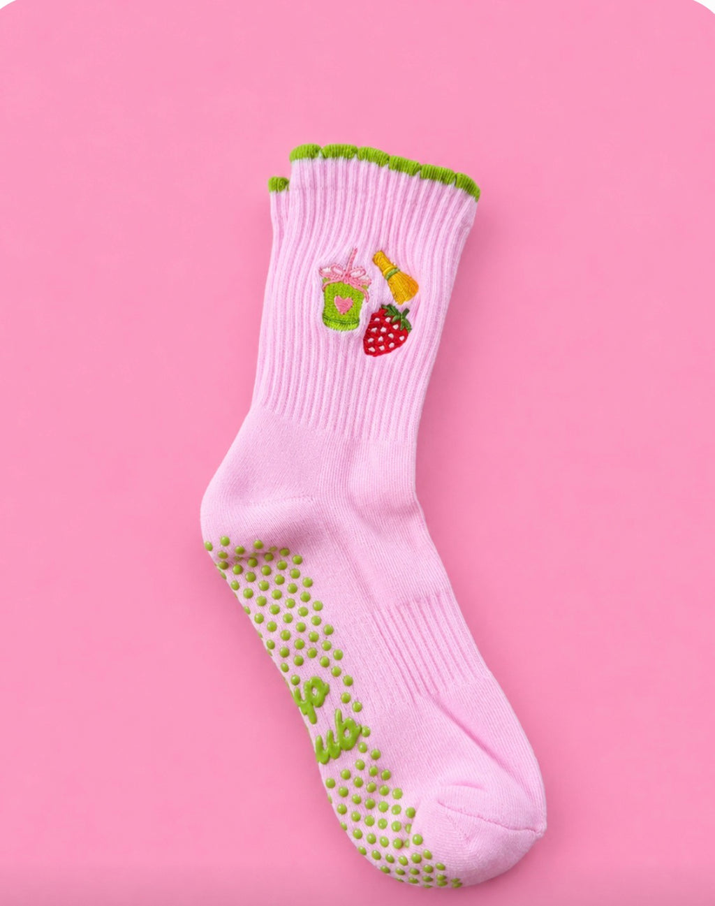 Strawberry matcha grippy socks