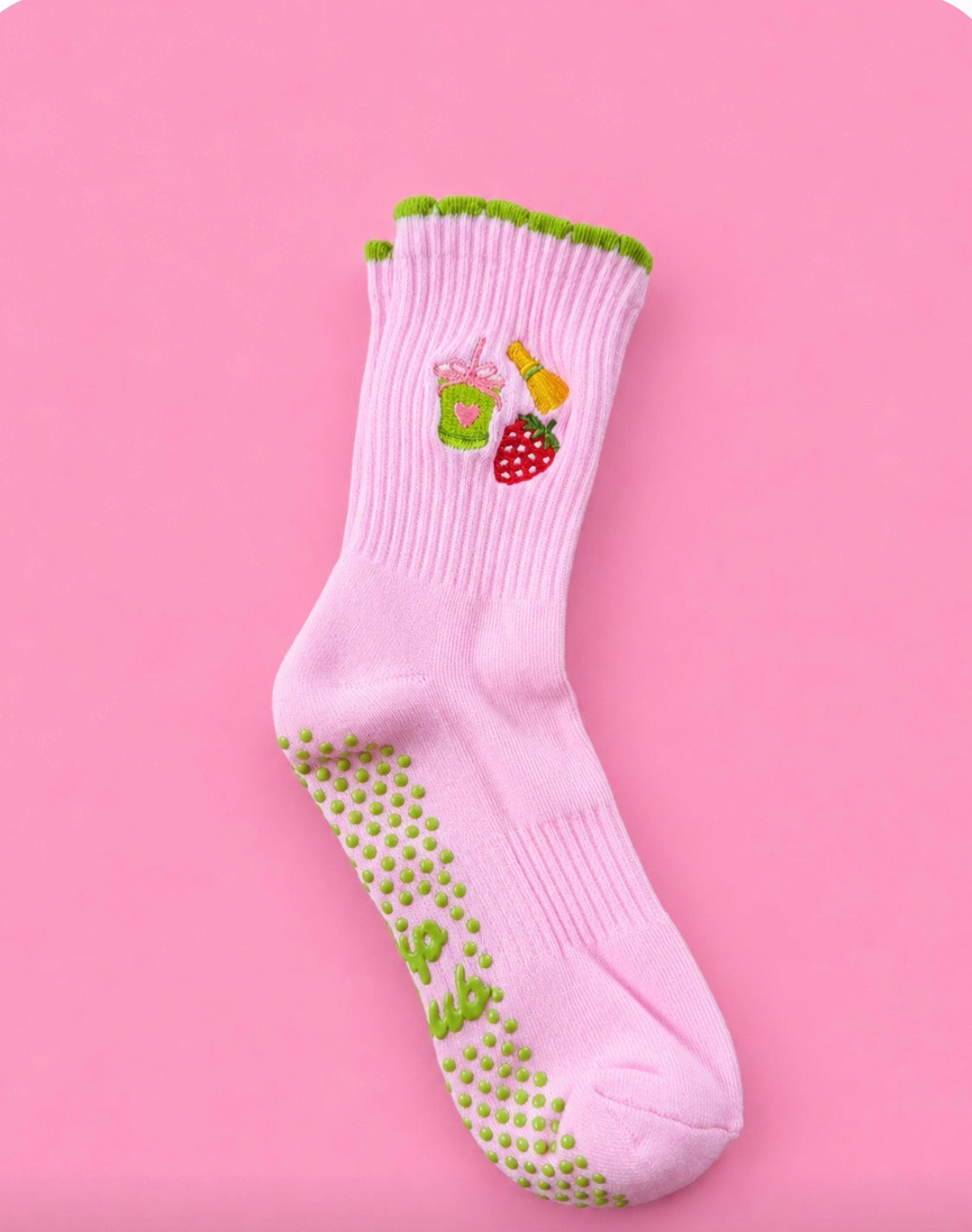 Strawberry matcha grippy socks